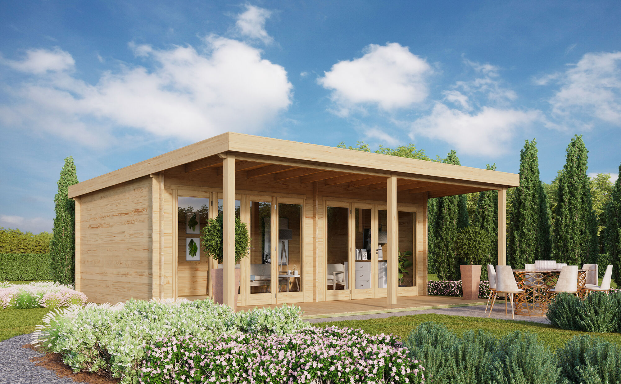26 % Discount! Fjordholz Gartenhaus Modell Kevin 70 mit Vordach 28m² Unkategorisiert online kaufen