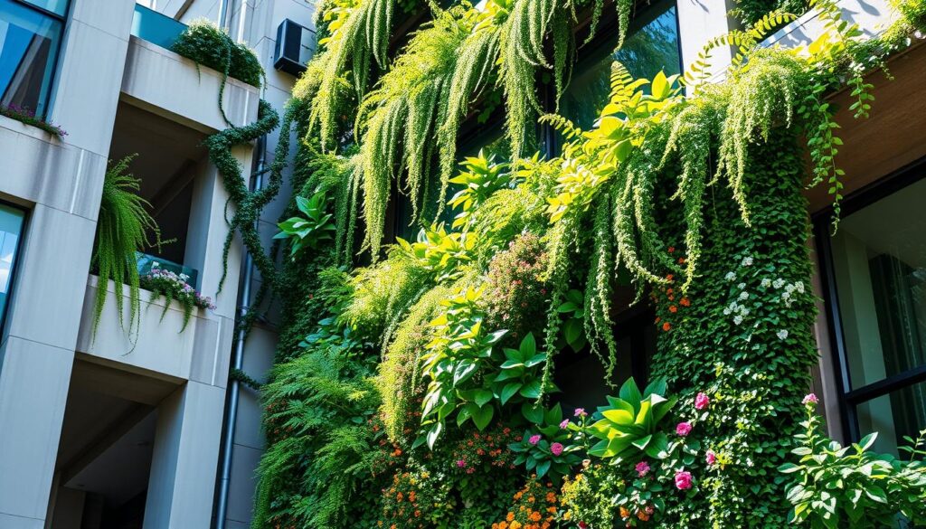 Vertikaler Garten in städtischer Umgebung