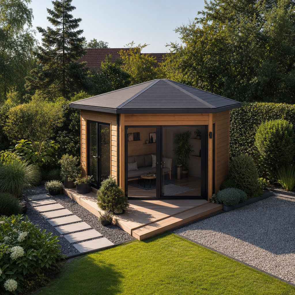Fünfeckige Gartenhäuser planen: Stellplatz, Zugang und Raumnutzung