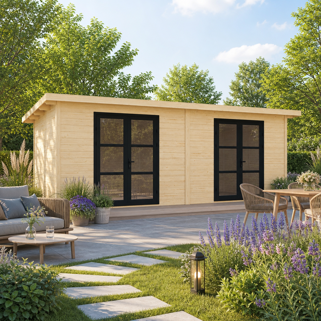 26 % Discount! Fjordholz Gartenhaus Modell Alu Line 28-H 18m²