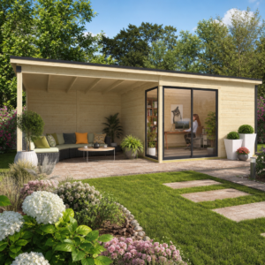 26 % Discount! Fjordholz Gartenhaus Modell Amrum-3 mit Anbau 16m² Unkategorisiert online kaufen