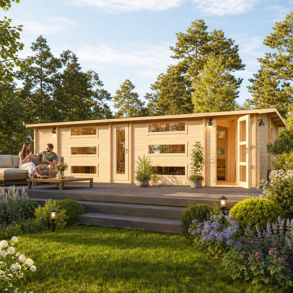 26 % Discount! Fjordholz Gartenhaus Modell Dundee 70 A 32m²