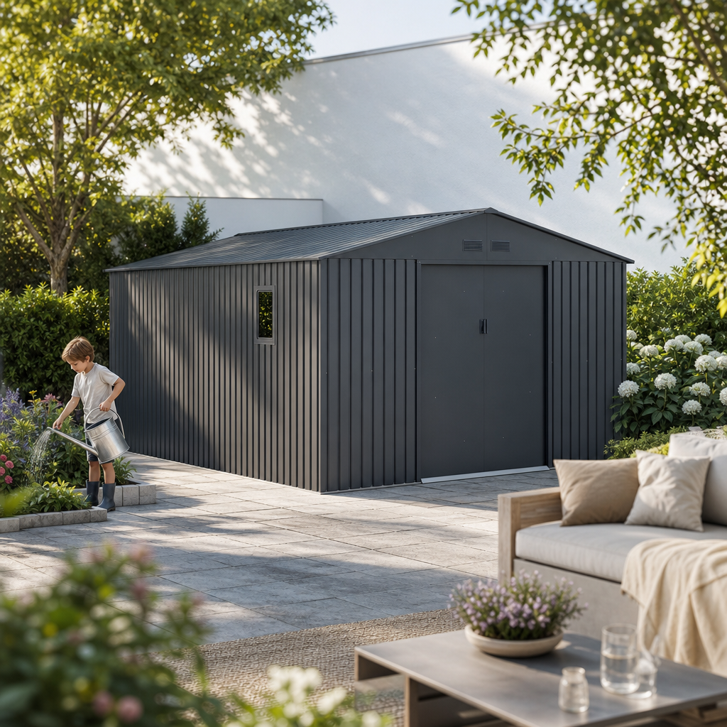 25 % Discount! Metall Gartenhaus Modell München 14,39 m² 12m²