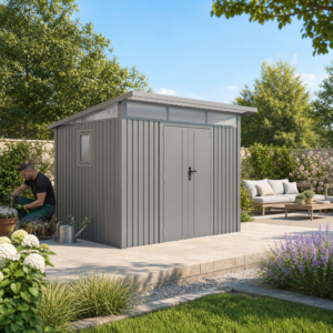 34 % Discount! Metall Gartenhaus Modell Skylight 5,80 m² Alu Grau 6m²