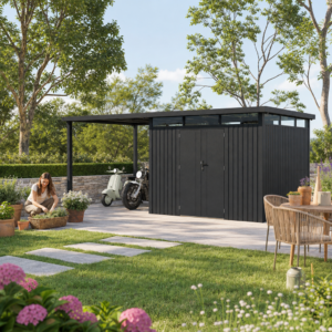 38 % Discount! Metall Gartenhaus Modell Style 7,56 m² Spar-Set-1 9m²