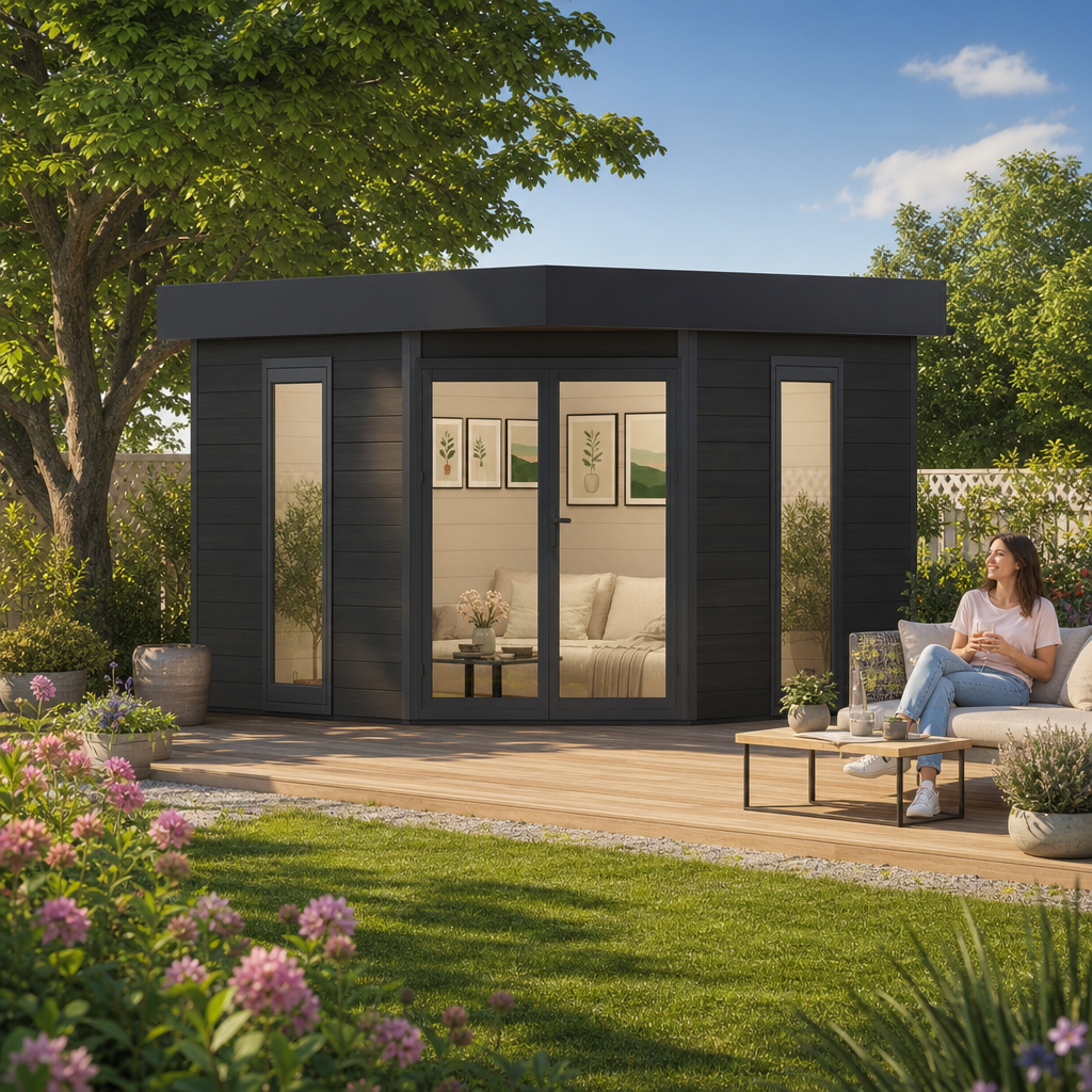26 % Discount! WPC 5-Eck Gartenhaus Modell Style Modern 9m²